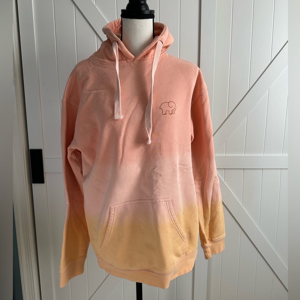 Ivory Ella Dip-Dye Hoodie Sweatshirt – Peach/Coral – Size Small Organic Cotton